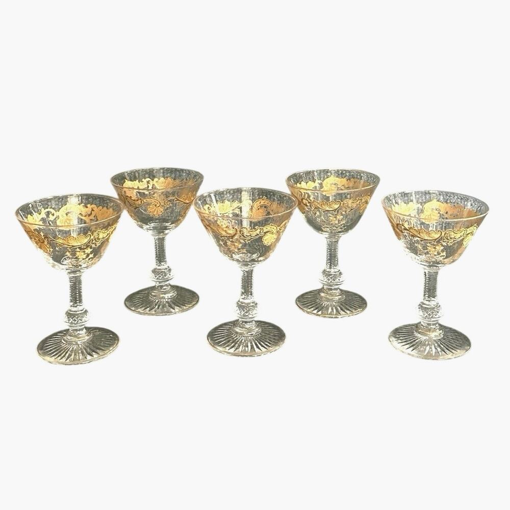 Vintage French crystal St. Louis Massenet Clear cocktail coupe glasses set of 5
